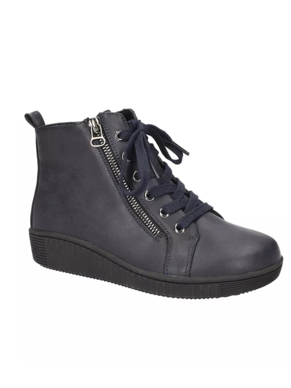 Easy Street Hollyann Lace Up Ankle Boots Navy Burnished Women's - 12W